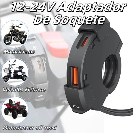 Carregador Turbo QC3.0 para Moto USB Impermeável