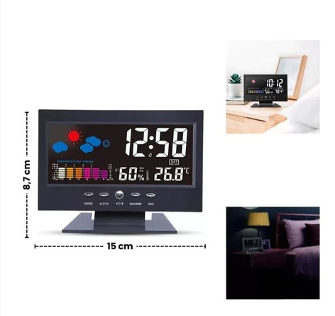 Relógio Digital Meteorológico com Alarme e Temperatura