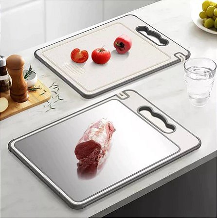 Tábua de Corte Dupla Face Aço Inox 36 cm