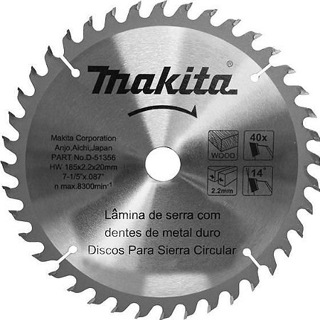 DISCO DE SERRAR MADEIRA 185X20MM 40 DENTES MAKITA