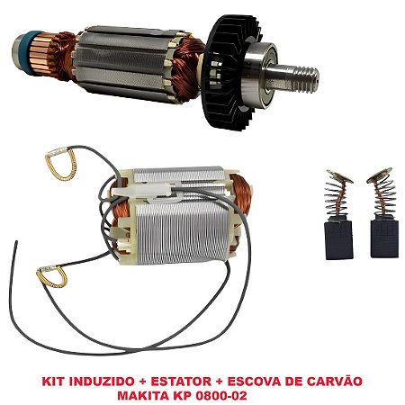 KIT INDUZIDO + ESTATOR + ESCOVA DE CARVÃO MAKITA KP 0800-02