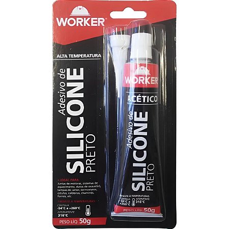 SILICONE ACETICO ALTA TEMP PRETO 50G - WORKER