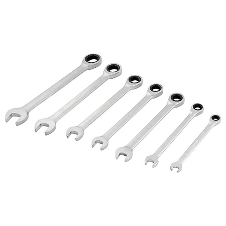 JOGO DE CHAVE COMBINADA COM CATRACA  COM 7 PEÇAS