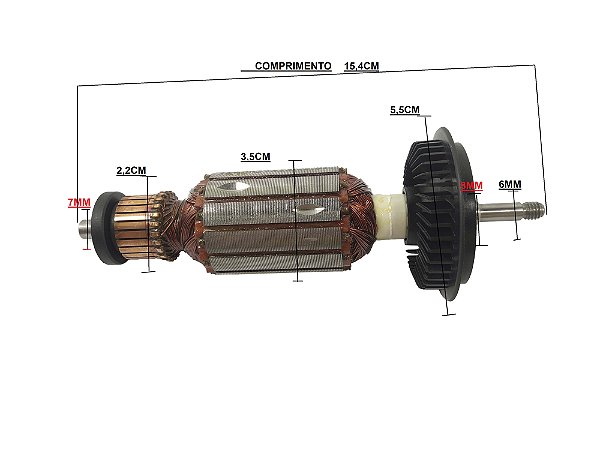 ROTOR 127V ESMERILHADEIRA BOSCH GWS 6-115, GWS 6-100