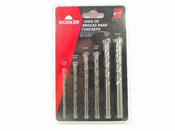JOGO DE BROCAS PARA CONCRETO CONTEM 06 PEÇAS WORKER