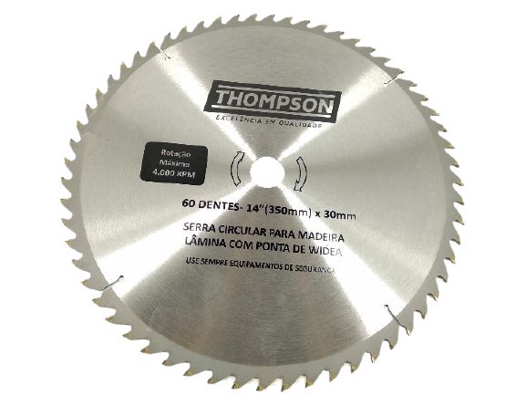 LÂMINA SERRA CIRCULAR 60 DENTES 14'' (350MM)x30MM THOMPSON