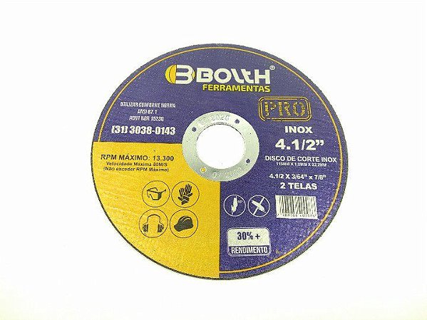 DISCO DE CORTE INOX 115x1,0x22,2MM 4.1/2'' BOLTH