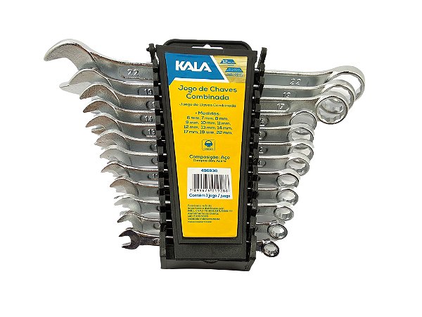 JOGO DE CHAVES COMBINADA 6MM A 22MM 12 PEÇAS KALA