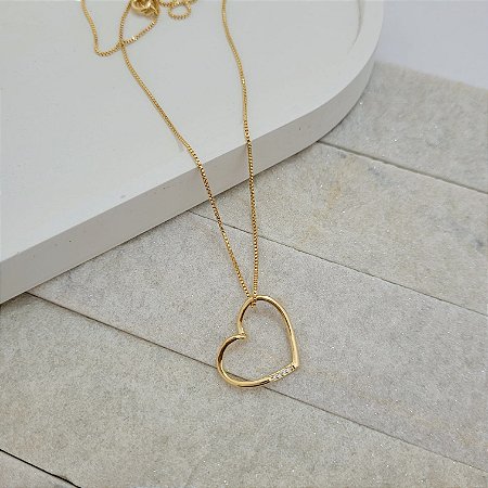 Colar Coração Ágape Banhado a Ouro 18K