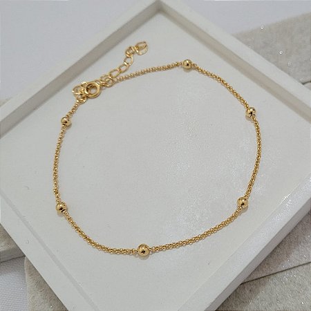 Tornozeleira Bolinha Banhado a Ouro 18K