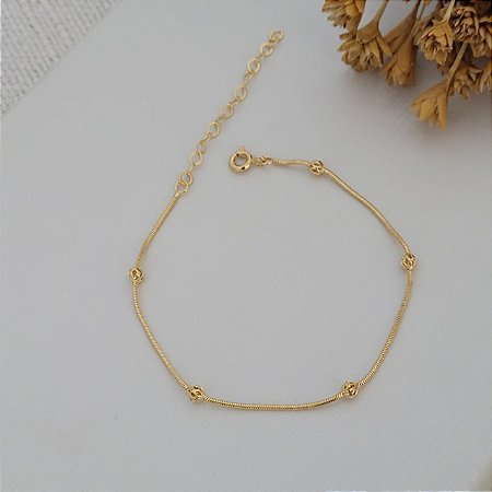 Pulseira Bolinha Vazada Banhado a Ouro 18K