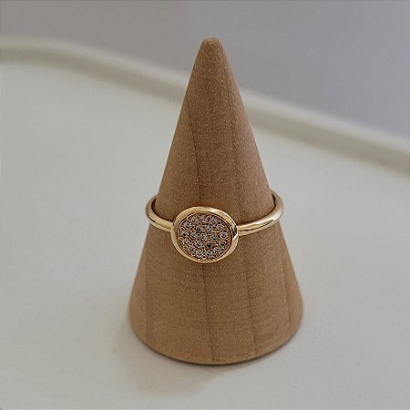 Anel Circulo Microzirconia Banhado a Ouro 18K
