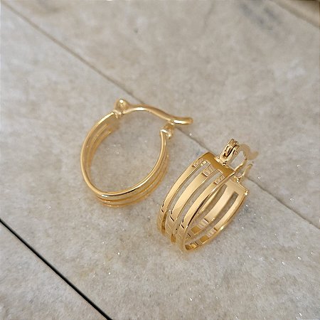 Brinco Argola Dois Cortes Banhado a Ouro 18K