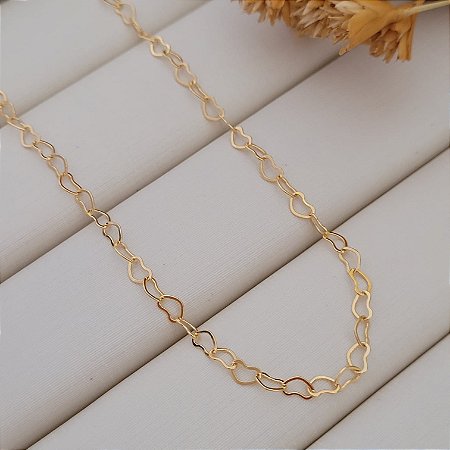 Colar Corrente Coração Banhado a Ouro 18K