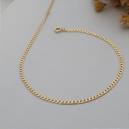 Tornozeleira Grumet Diamantada Banhado a Ouro 18K