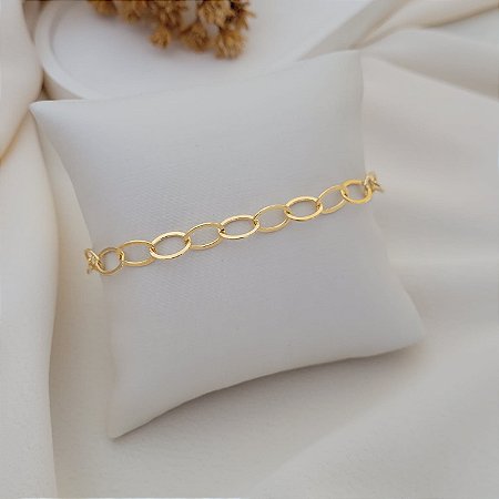 Pulseira Elo Oval Médio Banhado a Ouro 18K