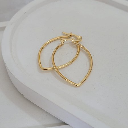 Brinco Argola Fio Gota Banhado a Ouro 18K
