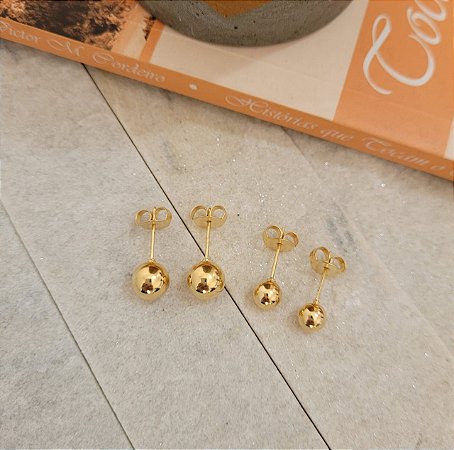 Brinco Bolinha Banhado a Ouro 18K