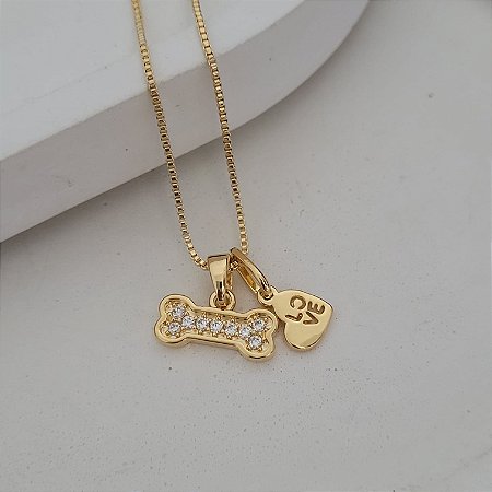 Colar Ossinho Love Banhado a Ouro 18K