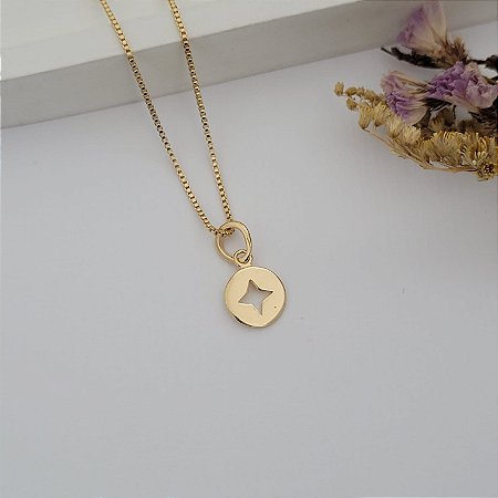 Colar Estrela Vazada Banhado a Ouro 18K