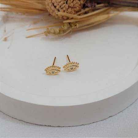 Brinco Olho Grego Banhado a Ouro 18K