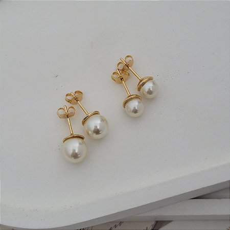 Brinco Pérola Banhado a Ouro 18K