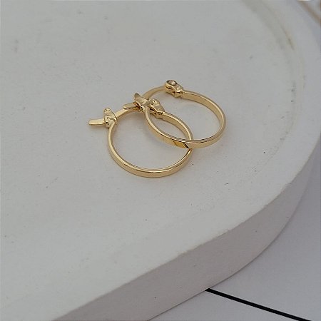Brinco Argola Redonda Fininha Pequena Banhado a Ouro 18K