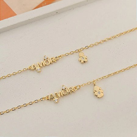 Pulseira Filho / Filha Banhado a Ouro 18K