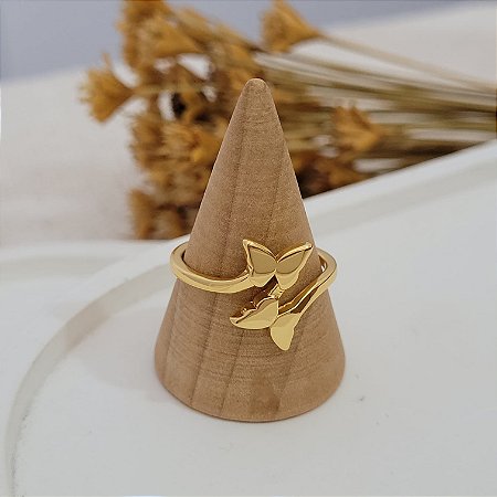 Anel Borboletas Banhado a Ouro 18K