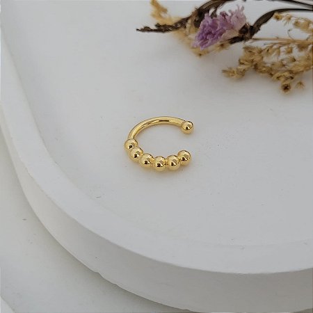 Brinco Piercing Fake Bolinhas Banhado a Ouro 18K