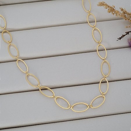 Colar Corrente Chocker Elos Oval Banhado a Ouro 18K