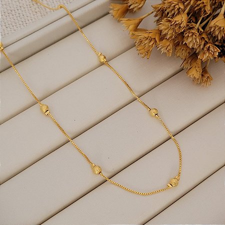 Colar de Bolinhas Fosca 4MM Banhado a Ouro 18K