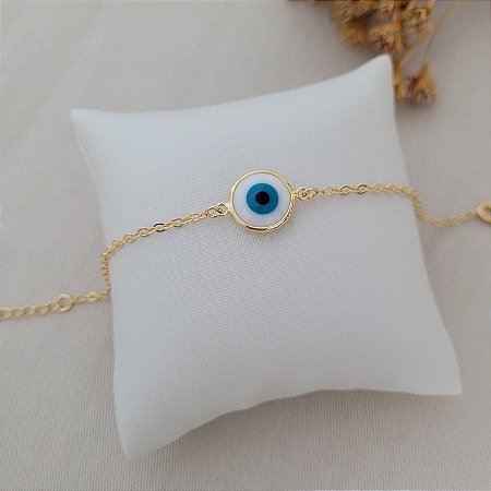 Pulseira Olho Grego Banhado a Ouro 18K
