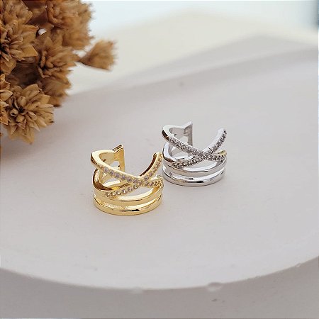 Brinco Piercing Fake X C/ Zircônia