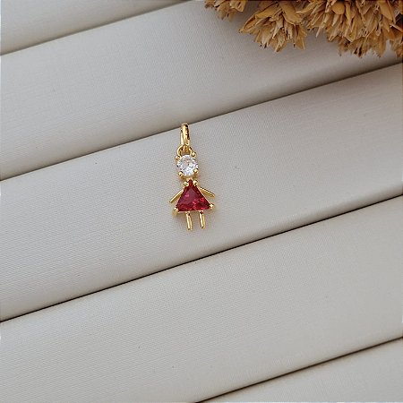 Pingente Filha Rubi Banhado a Ouro 18K