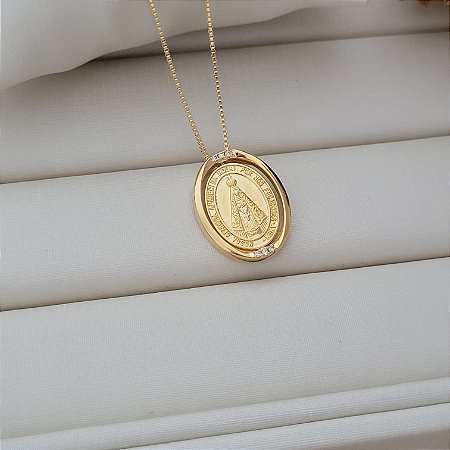 Colar Nossa Senhora Aparecida Banhado a Ouro 18K