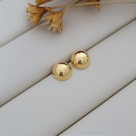 Brinco Botão PP Banhado a Ouro 18K