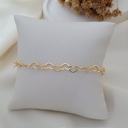 Pulseira Coração Médio Banhado a Ouro 18K