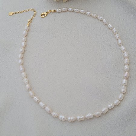 Colar de Pérolas de Água Doce Banhado
