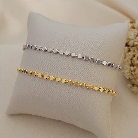 Pulseira Chapinha Diamantada Banhado