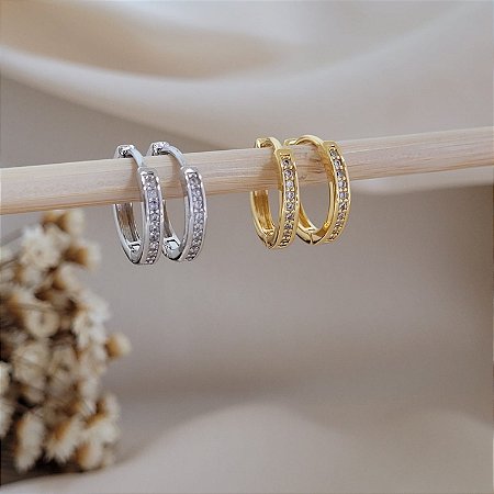 Brinco Argolinha c/ Microzirconia Banhado