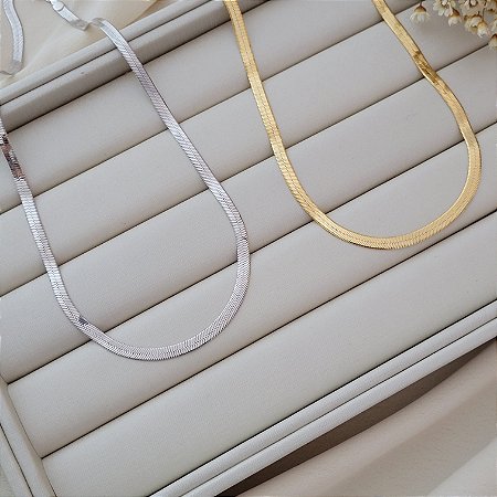 Colar Corrente Fita 4mm Banhado