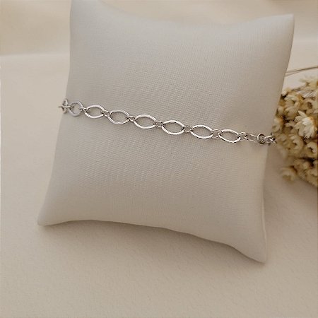 Pulseira Elo Banhado a Ródio Branco