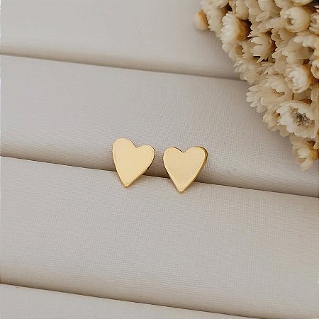 Brinco Coração Alongado Banhado a Ouro 18K