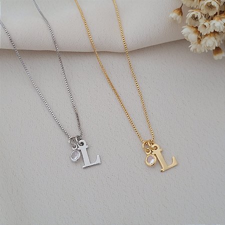 Colar Personalizado c/ a Inicial da Letra Banhado