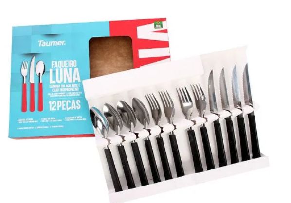 Faqueiro Inox Luna Taumer 12 Peças Cor Preta