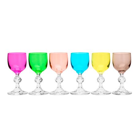 Jogo de Taças de Cristal Colors para Licor 50 ml - 06 peças