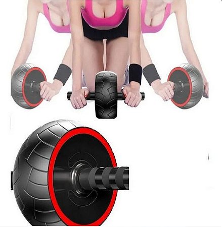 Roda Profissional Rolinho Fitnes Exercícios Abdominal - Grátis 01 Tapete para os Joelhos