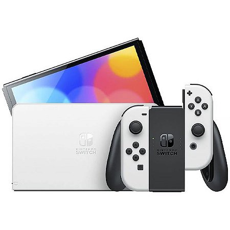 Console Portátil Nintendo Switch OLED Wi-Fi e Bluetooth 7.0" com 64GB - Cor Branco com Preto