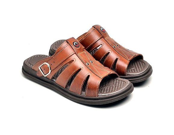 Sandália Masculino Conforto Couro - Cor Marrom